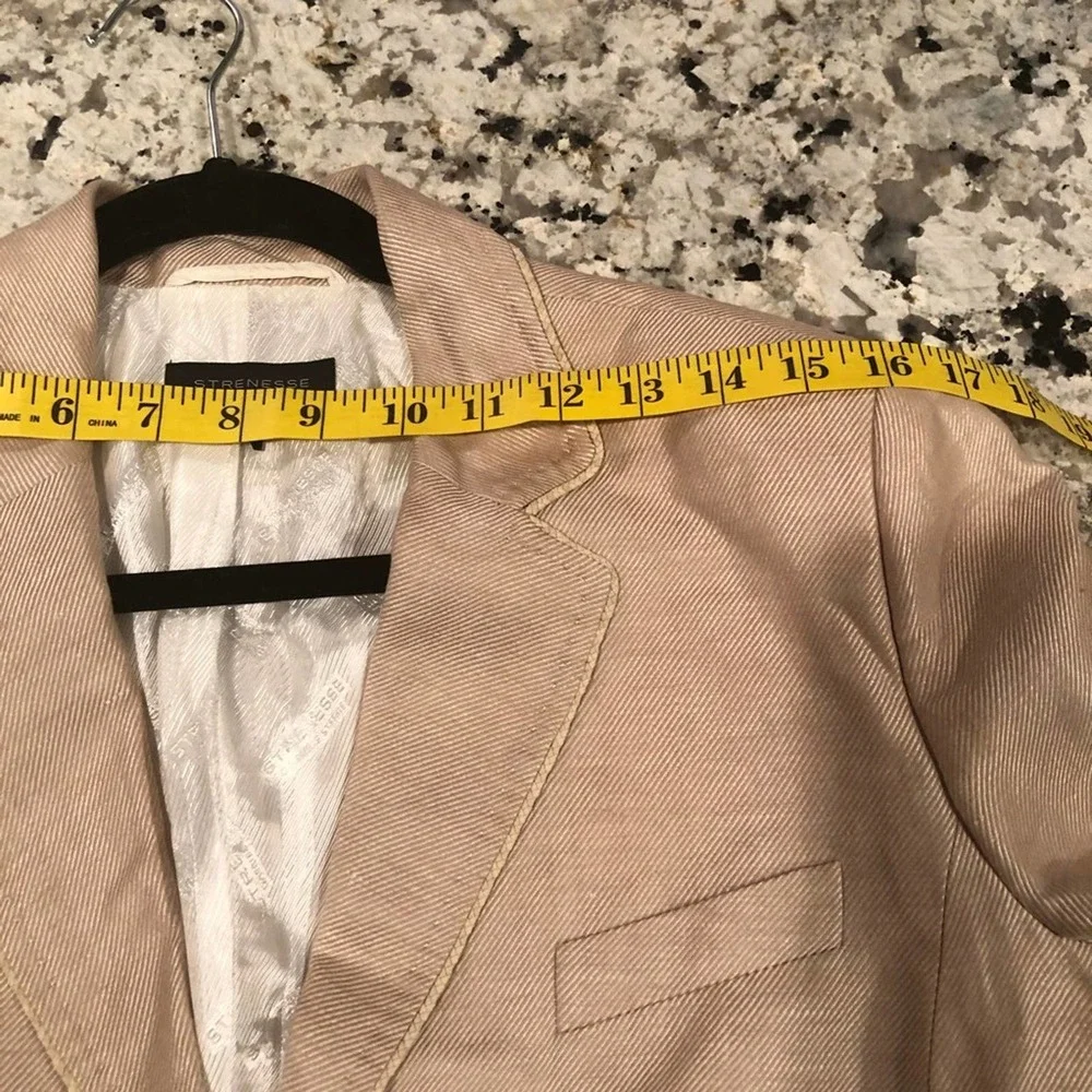 STRENESSE Gabriele Strehle Tan Linen Silk Blazer 8 - Picture 9 of 11
